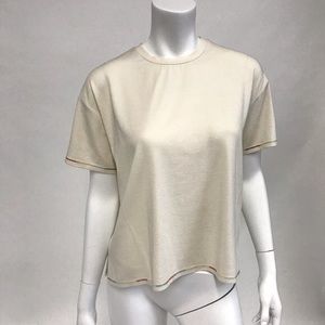 MWL Madewell women’s  Shirt Short Sleeve, Cotton+Modal,
Antique Cream, SIZE S.